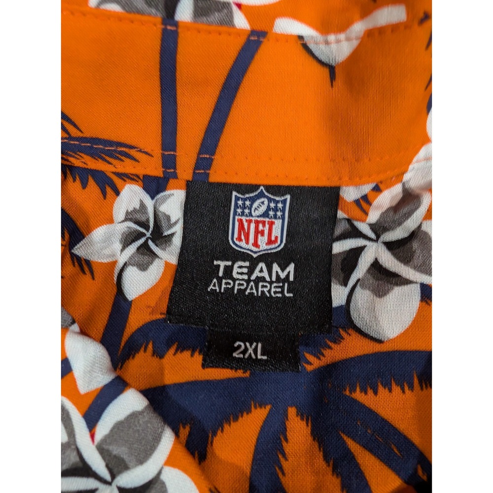 NFL Denver Broncos Hawaiian Shirt Mens 2XL Orange Tropical Floral Button Up NWT - Picture 3 of 11